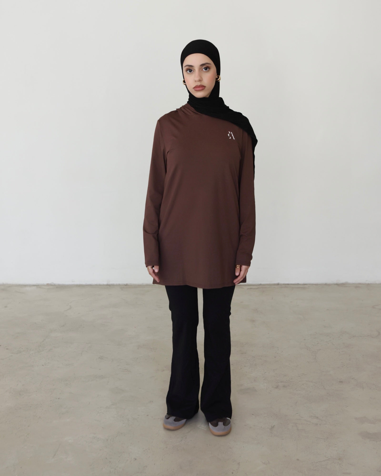 Active Hoodie Top Brown