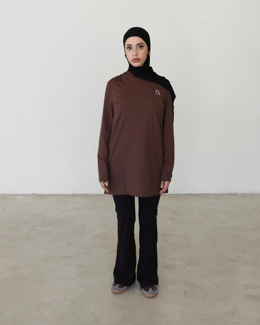 Active Hoodie Top Brown