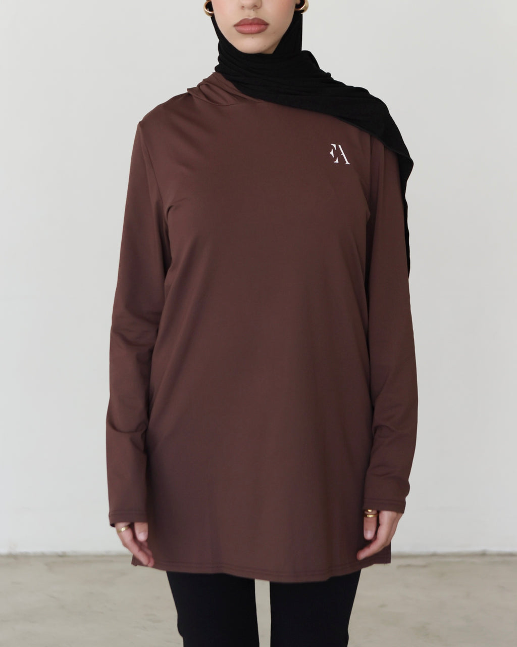 Active Hoodie Top Brown