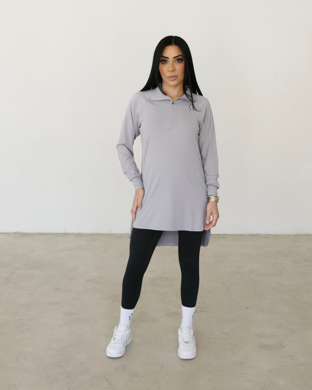 Essential Half-Zip Top Grey