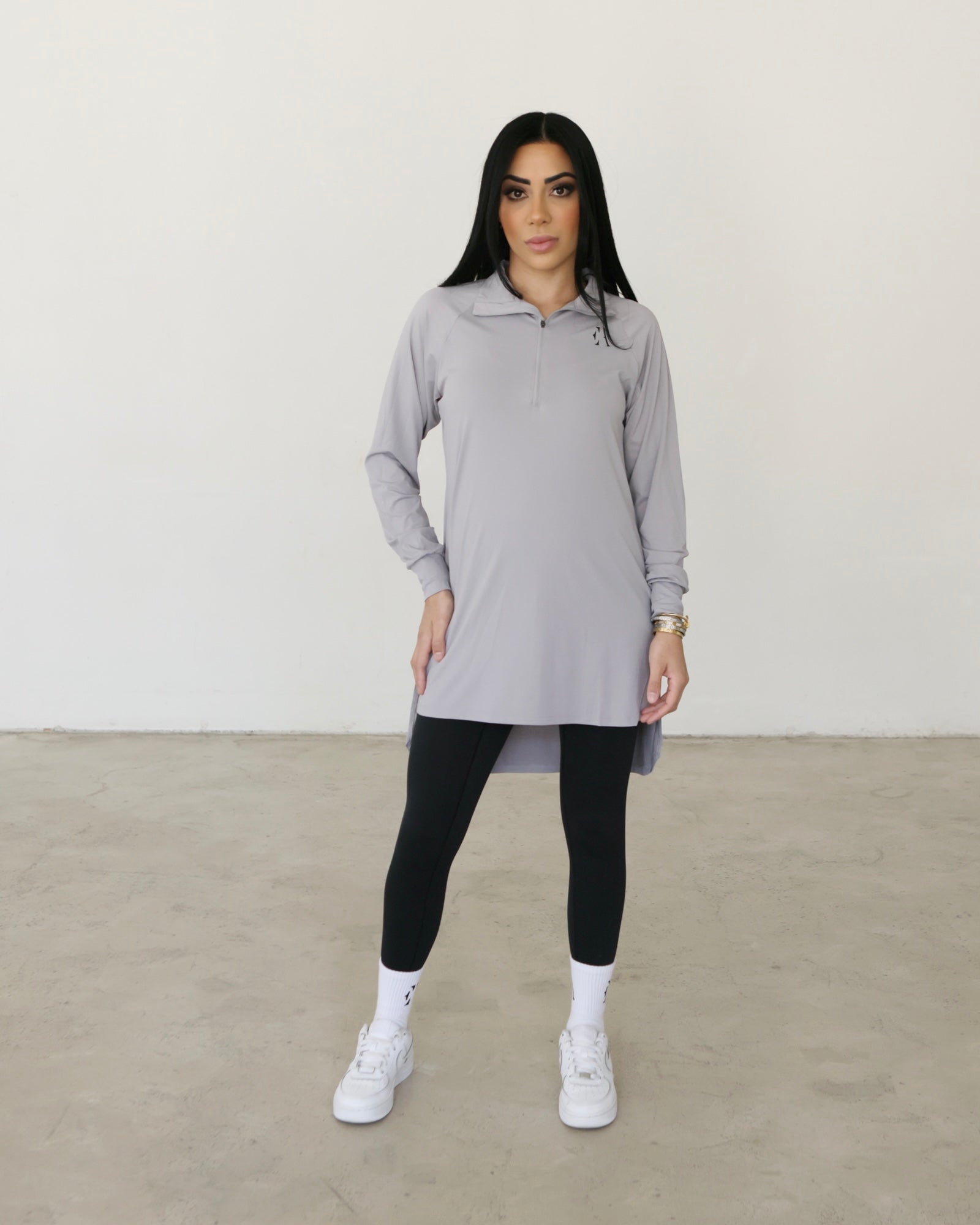 Essential Half-Zip Top Grey