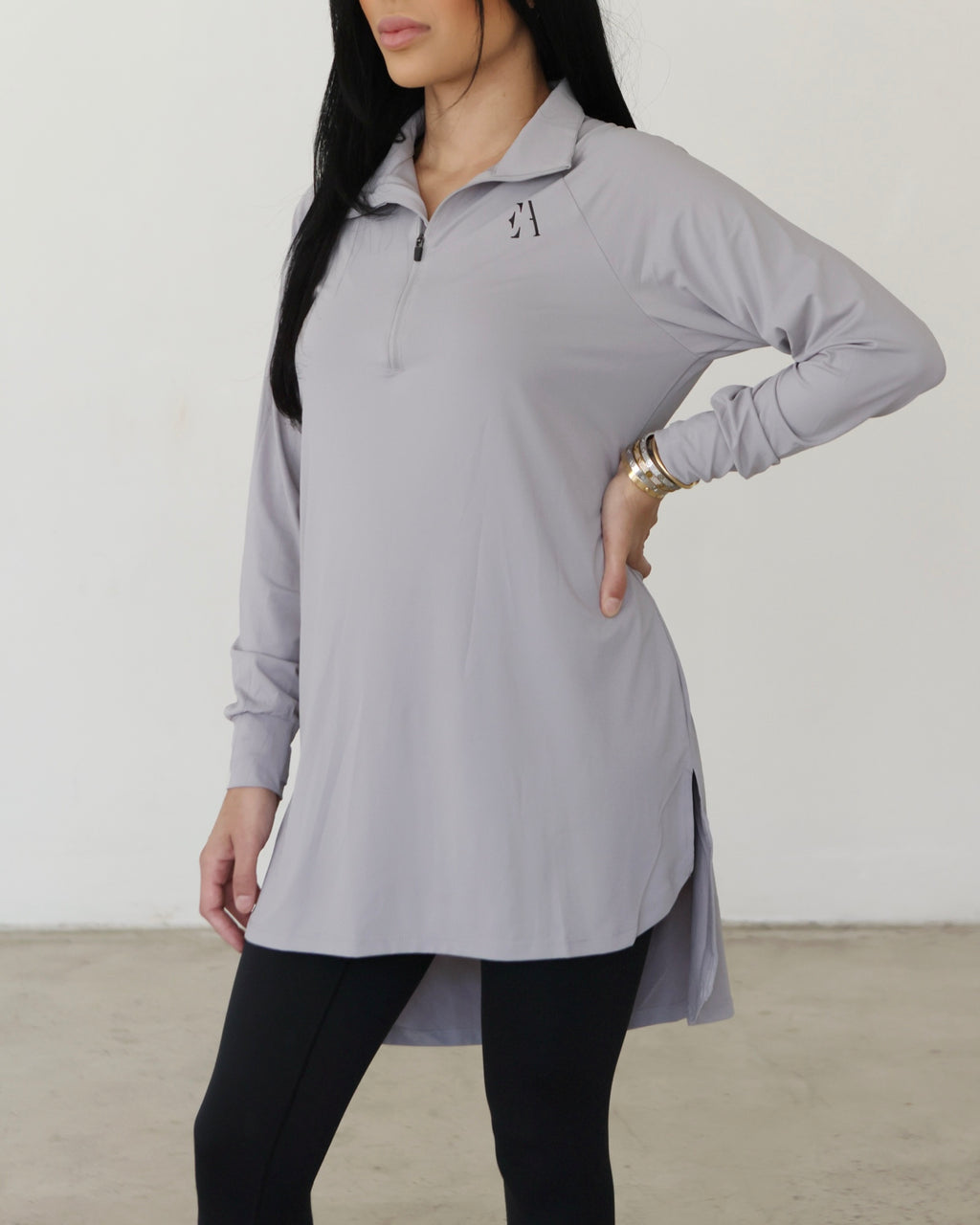 Essential Half-Zip Top Grey